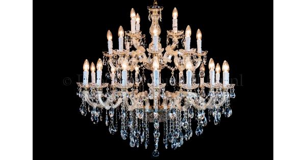 Crystal chandeliers : Crystal Chandelier Maria Theresa in gold 28 lights -  Ø95cm - Crystal chandeliers