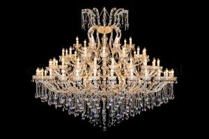 Kristall Kronleuchter Maria Theresa 77 flammig Breites Modell (200cm/Gold)