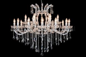 Deluxe Crystal Chandelier Maria Theresa in chrome Oval 18 lights - 100cm x 80cm (39.4 x 31.5 Inch)