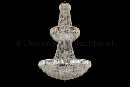 Empire chandelier crystal 44 lights chrome double layer100cm - Livia - Crystal chandeliers