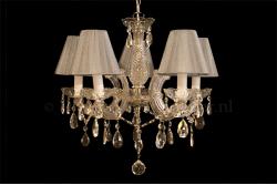 Chandelier Maria Theresa 5 light with double fabric silver Organza shades Chandelier Maria Theresa 5 light with double fabric silver Organza shades