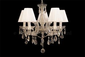 Chandelier Maria Theresa 5 light with double fabrice white Organza shades